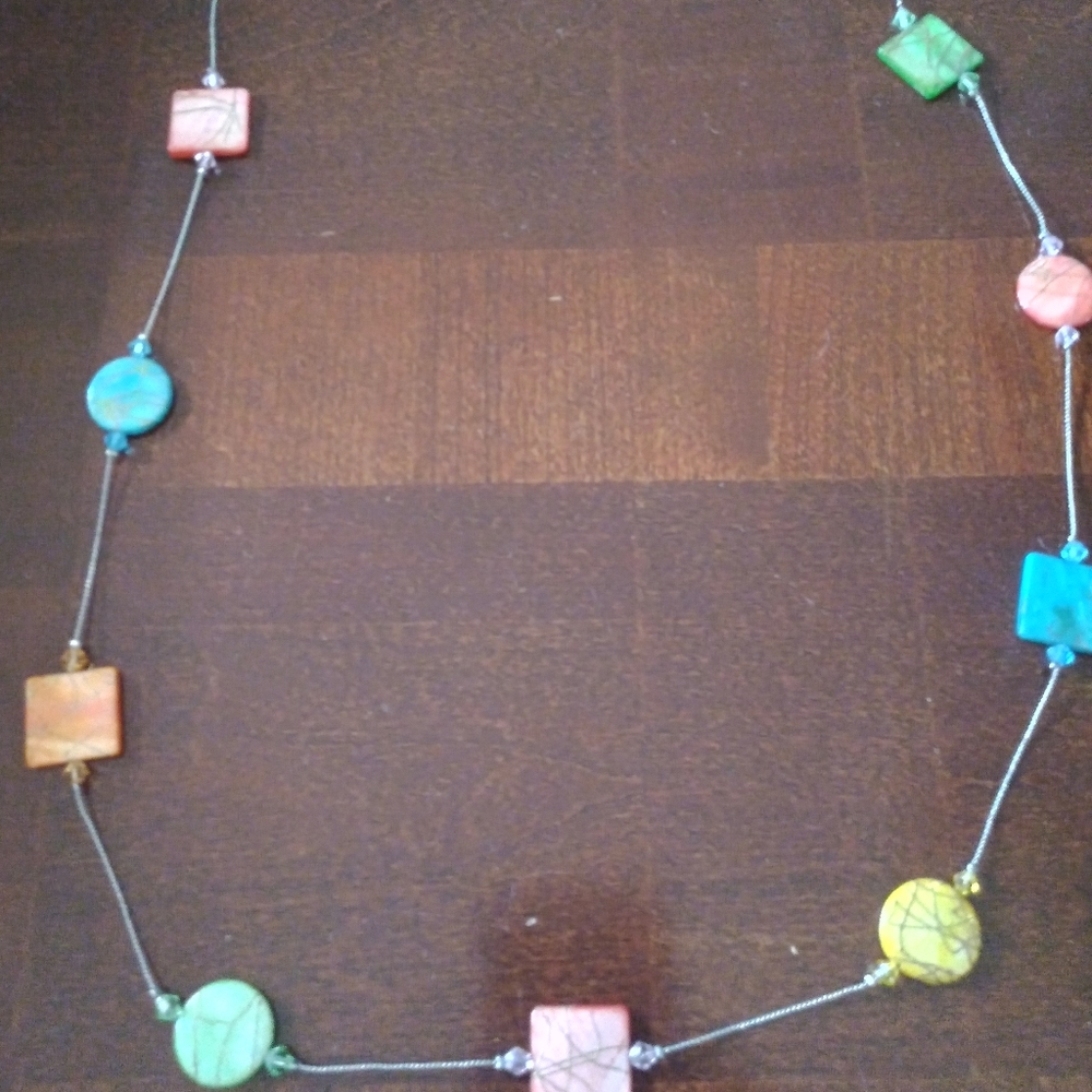 Silver Tone Multi Colored Necklace